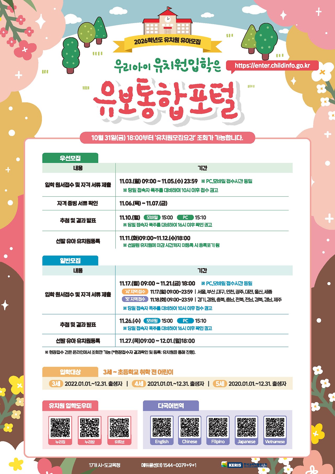 2026학녀도 유치원 입학