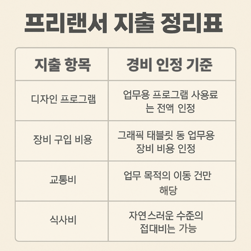 프리랜서 지출 정리표 이미지