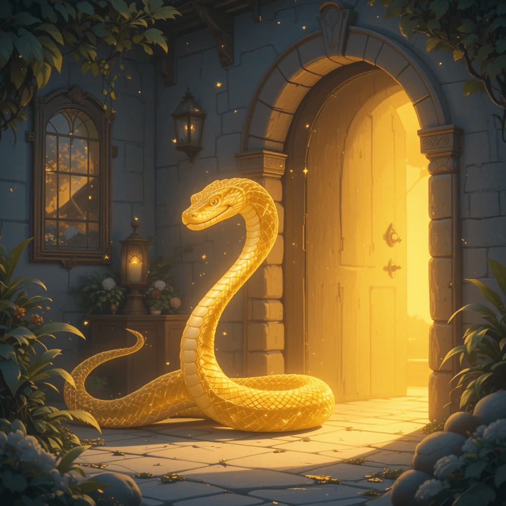 뱀이 나오는 길몽 중 금빛 뱀이 집으로 들어오는 꿈