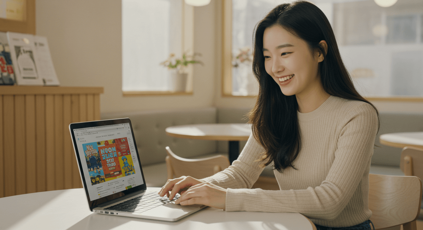 노트북으로 불꽃축제 티켓을 예매하는 장면 2