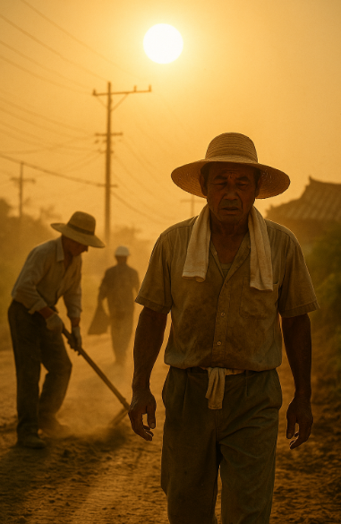 여름에 일하는 아버지 사진