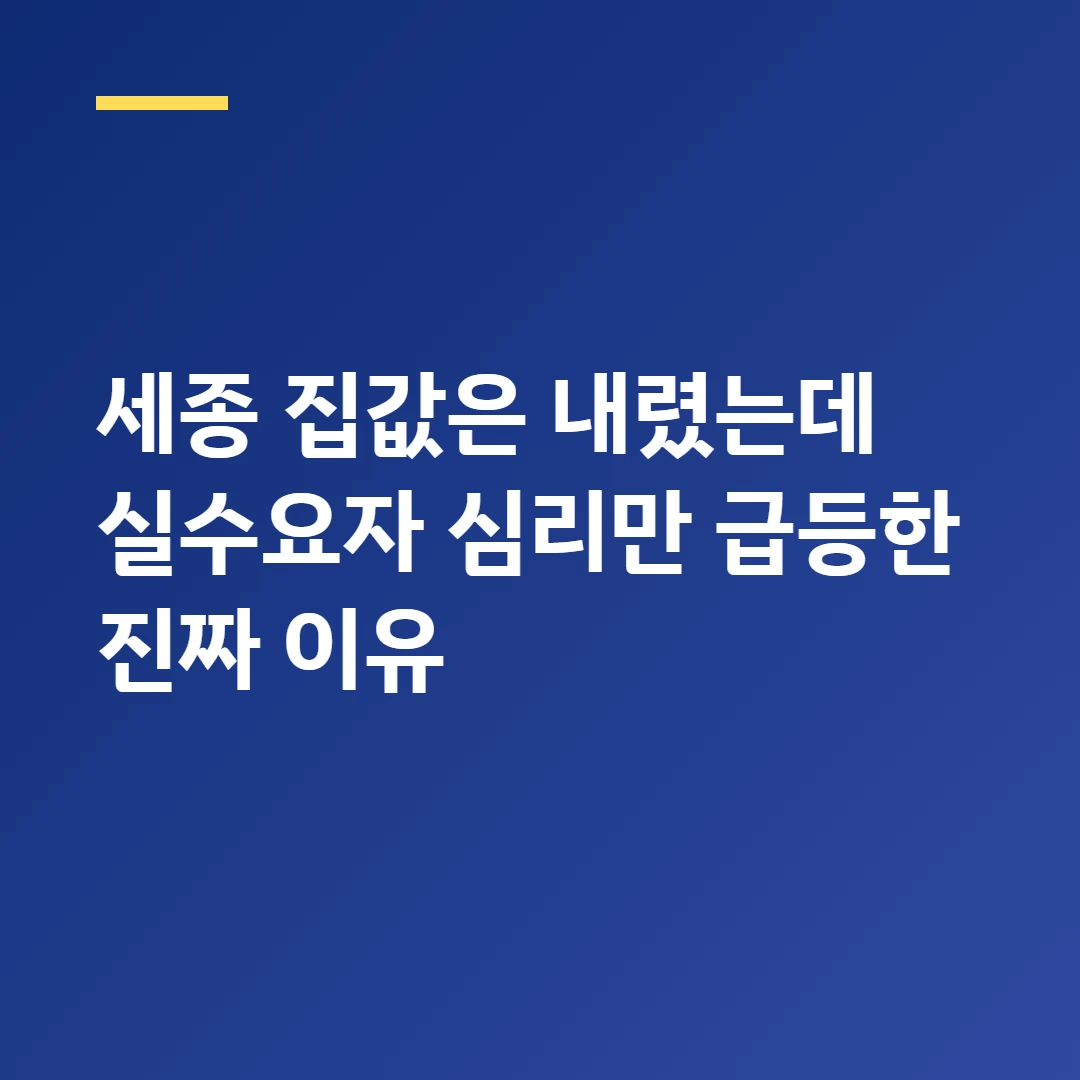 세종 집값은 내렸는데 실수요자 심리만 급등한 진짜 이유