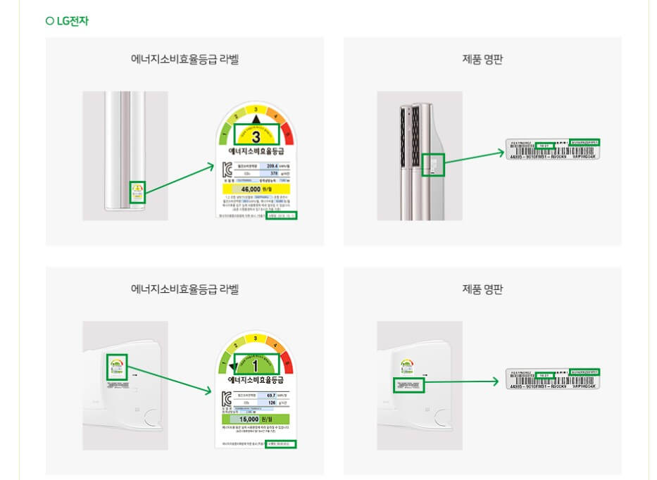 라벨 및 명판 위치 안내 - 에어컨