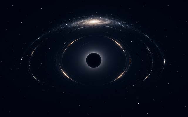 우주 관측때 빛의 왜곡된 모습