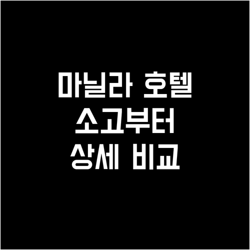 마닐라 인기 호텔 추천 호텔 소고부터..