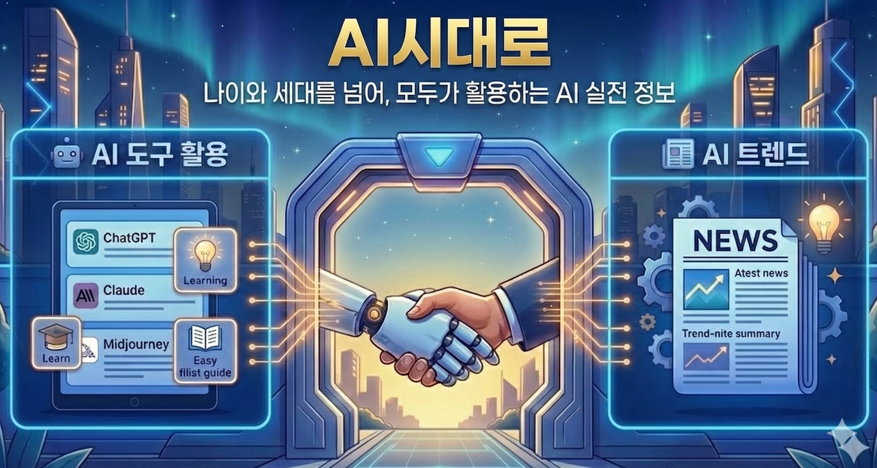 나이와 세대를 넘어, 모두가 활용하는 AI 실전 정보가 있는 곳, AI시대로입니다. 인포그래픽