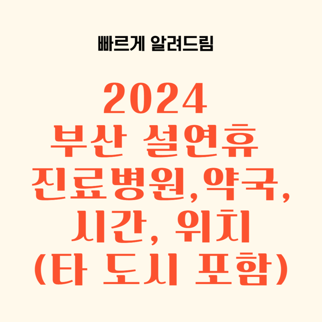 2024 부산 설연휴 병원 약국 진료, 시간, 위치(타 도시 포함)
