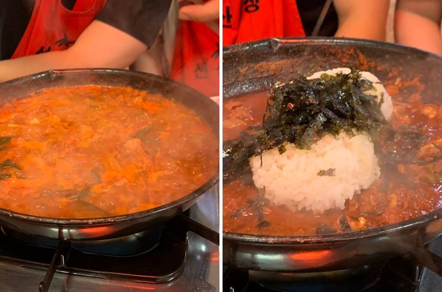 육수 리필해 다시 끓이느 모습