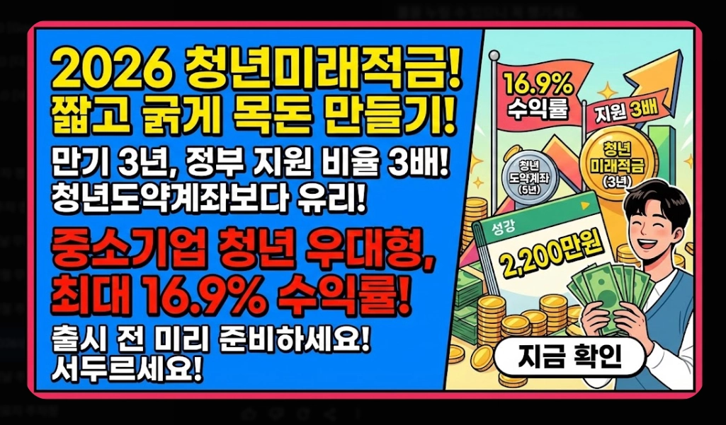 2026년 청년미래적금(가입 조건, 우대형, 청년도약계좌)(+ 신청 방법)