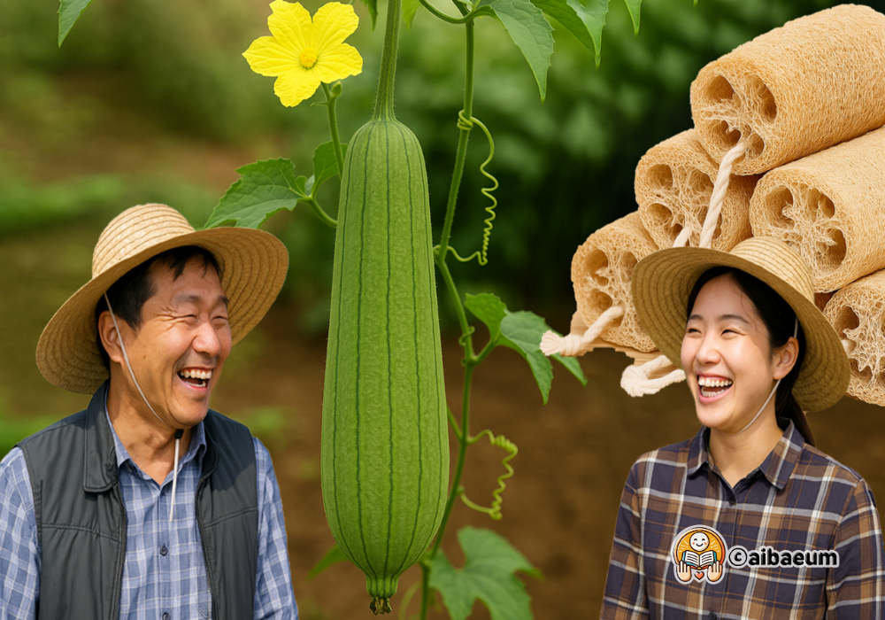 ai_0_남성과여성이천연수세미를가운데두고행복해하고있다