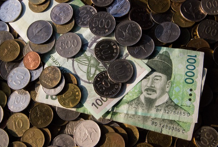 한국돈. 만원 2장, 수많은 동전들