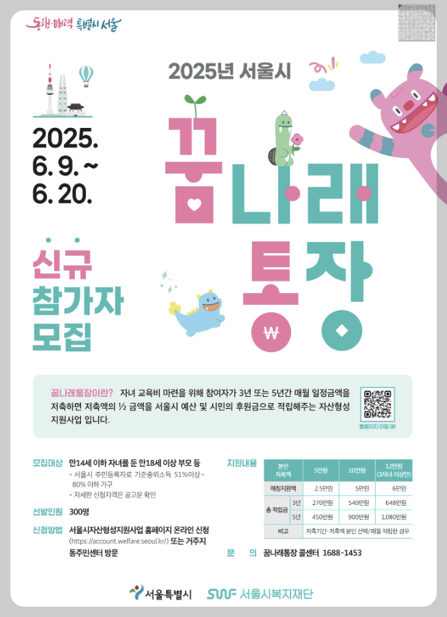 2025 서울시 꿈나래 통장 신청