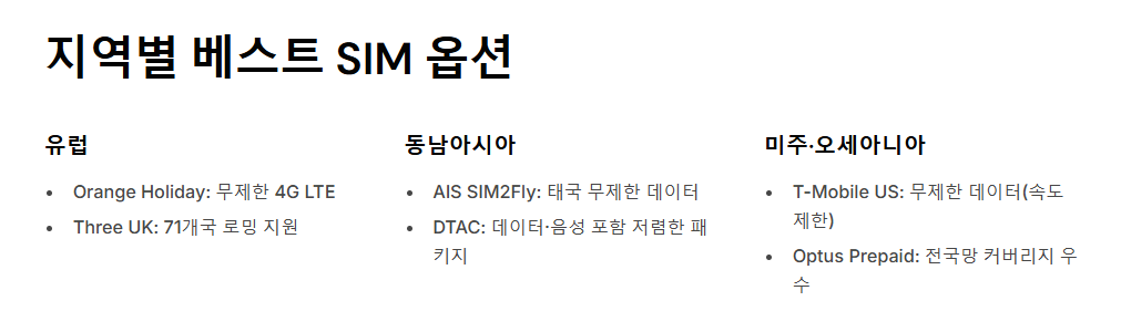 여행자 SIM카드 추천 데이터부터 요금까지 비교