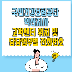 국민건강보험공단 익산지사 고객센터 위치 및 담당업무별 전화번호