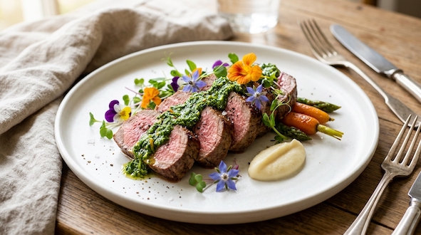 tenderloin steak with spring vegetables