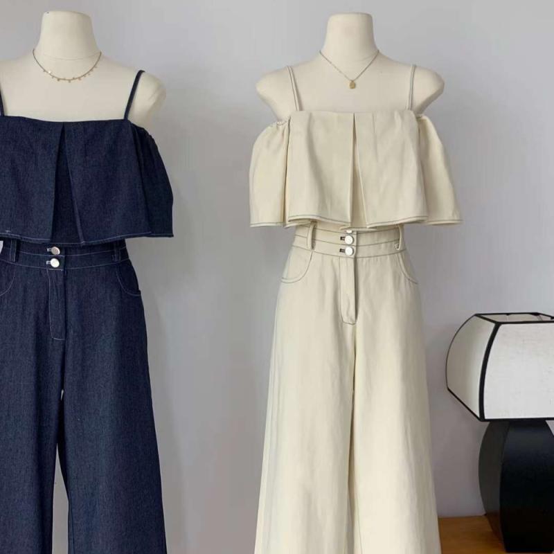 이오르 여름셋업룩 나시셋업 바캉스룩 캐주얼 하이웨스트 프릴나시 set