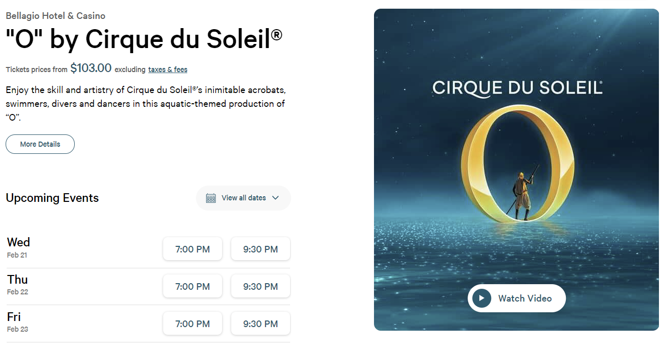 라스베가스 오쇼 예약 방법