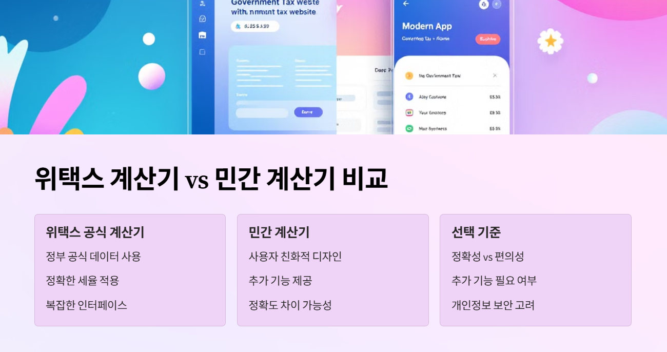 위택스 계산기 vs 민간 계산기 비교