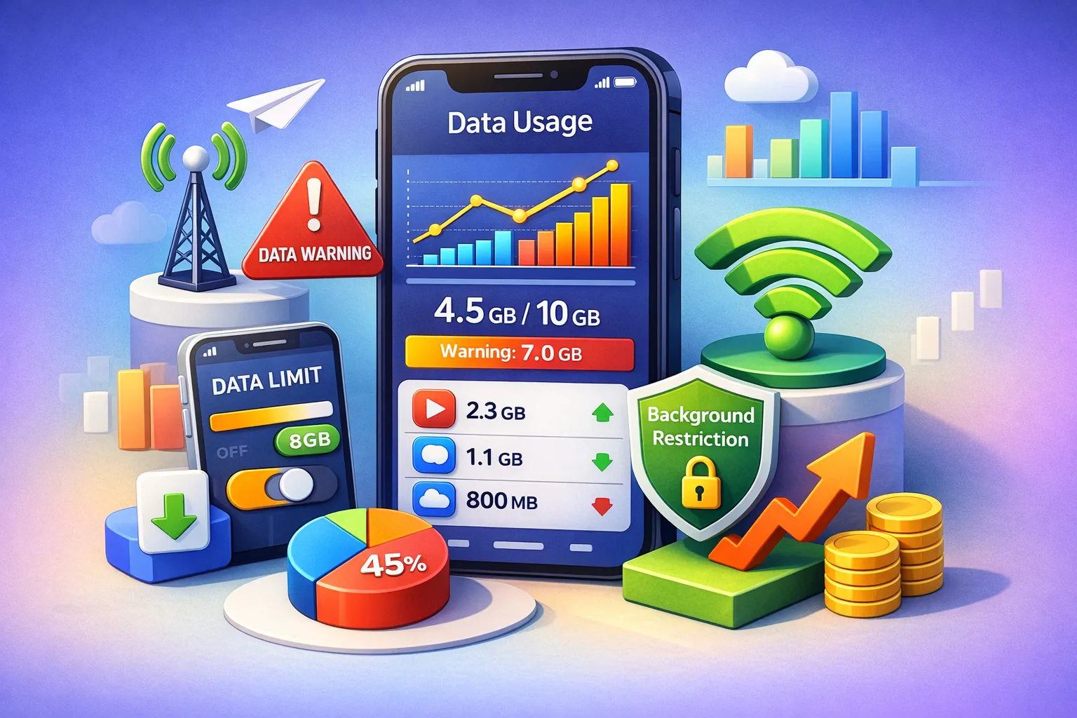 스마트폰 데이터 사용량 (확인방법, 제한설정, 요금절약)