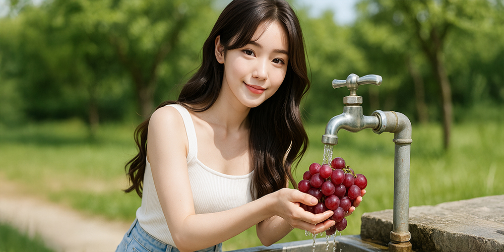 포도 씻는 사람