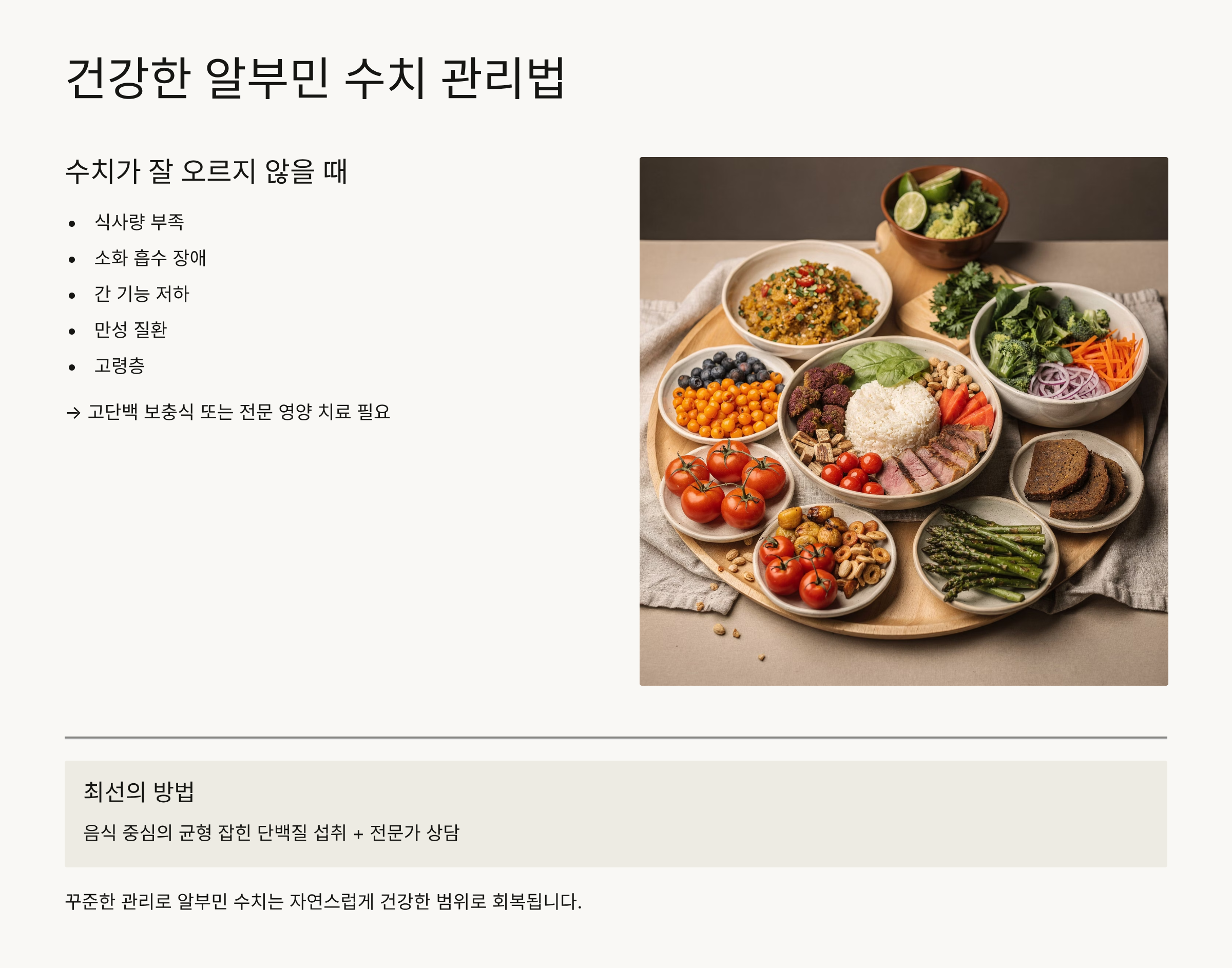 알부민 수치가 잘 오르지 않을때