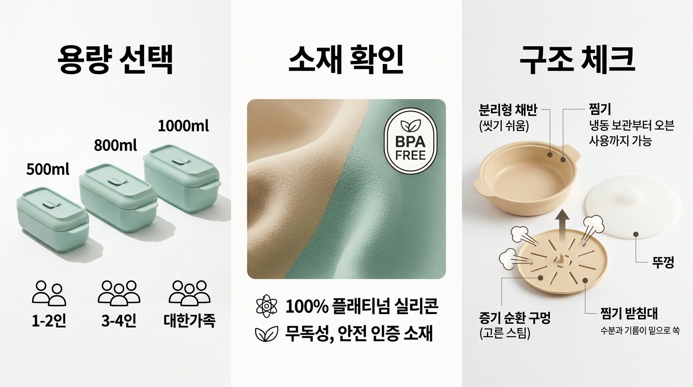 실리콘 찜기 용량별 고르는법