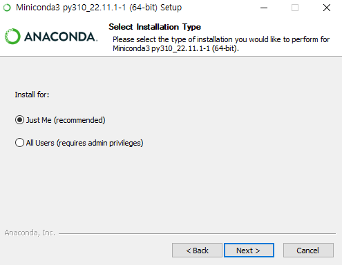 미니콘다 설치하기
