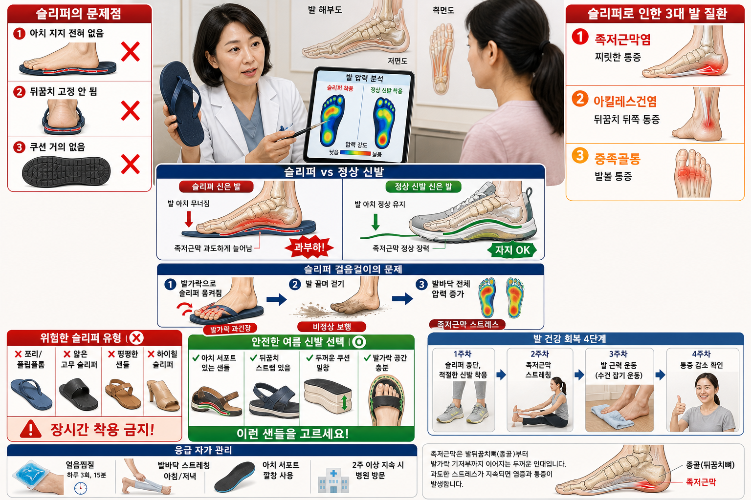 여름 슬리퍼 착용에 따른 발바닥 통증