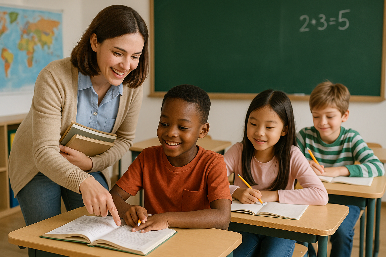 다문화 가족자녀들이 교실에서 교육받는 모습