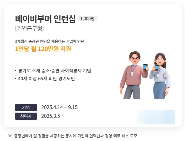 경기도 베이비부머 인턴십 기업근무형