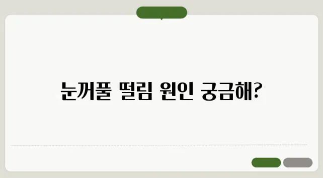 눈꺼풀 떨림현상 원인과 완화하는 법