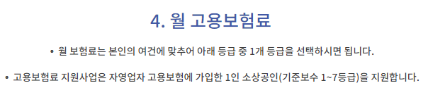 자영업자 고용보험 실업급여 보험료, 금액