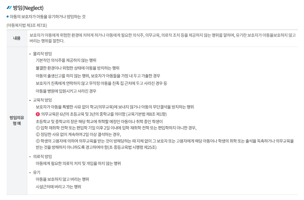 학대피해아동쉼터 지원기준정리