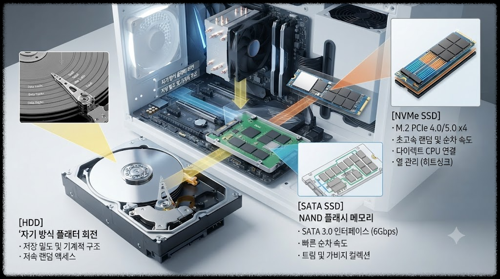 컴퓨터 저장장치의 종류와 특징, HDD부터 SSD와 클라우드까지 알아보기