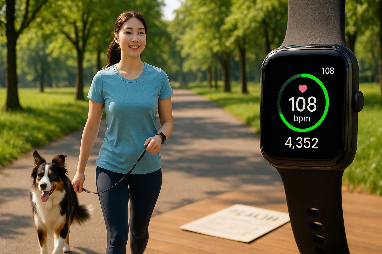 반려견과 페이스 워킹 중인 여성