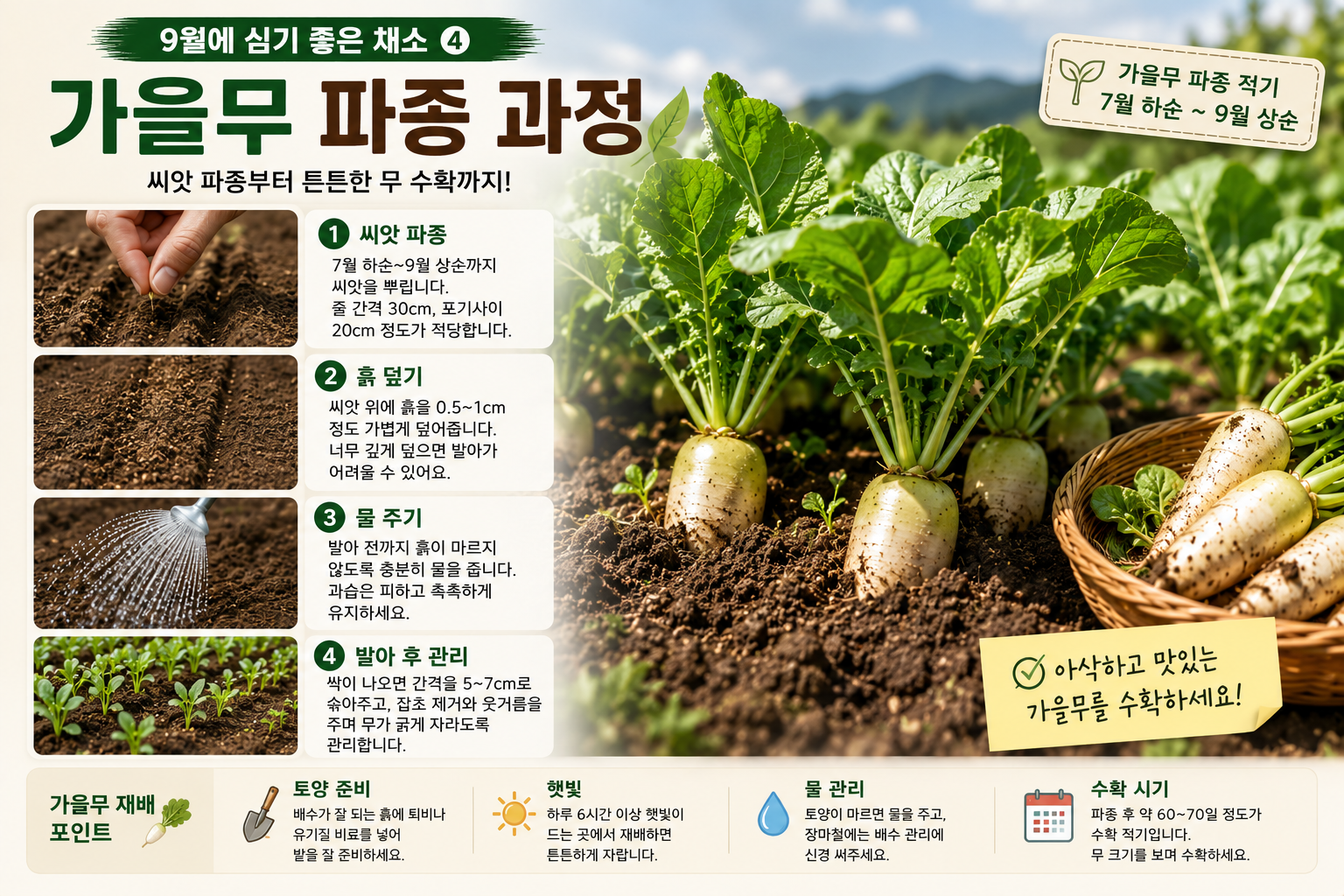 9월 초 가을무 씨앗 파종 시기
