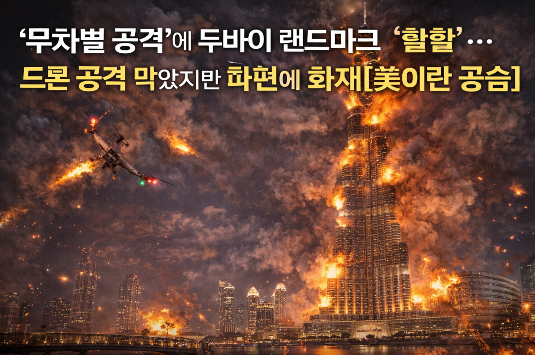 두바이 드론 공격, 파편 화재로 랜드마크 불타