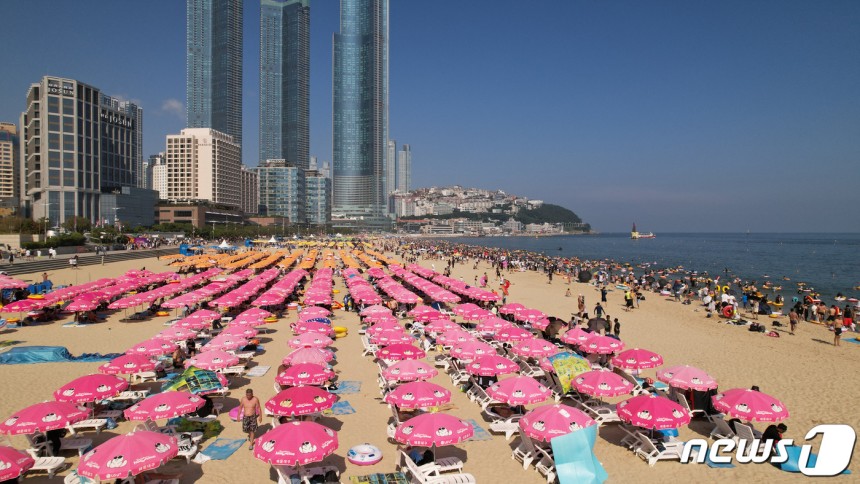 해운대해수욕장 파라솔 부산관광