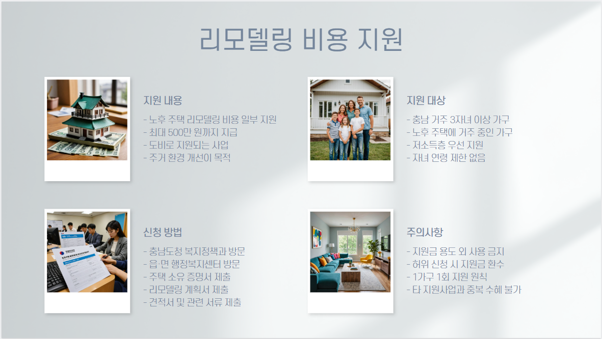 충청권 다자녀 지원 정책: 충청남도 주거 지원 상세 내용