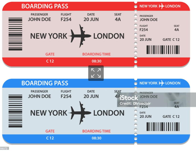 비행기 티킷 이미지