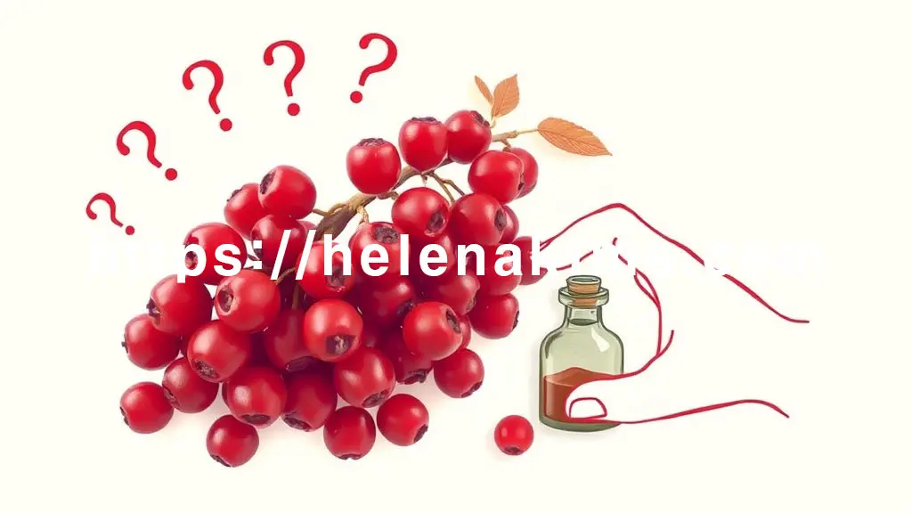 차분한 배경 위에 선명한 오미자 열매가 놓여있고, 그 주변으로 물음표, 작은 약병, 그리고 조심스럽게 오미자를 살펴보는 손의 이미지.