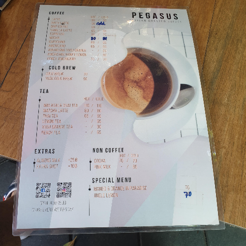 치앙마이 카페 투어 ① : 올드시티 카페 (Pegasus Café & Roastery_메뉴판