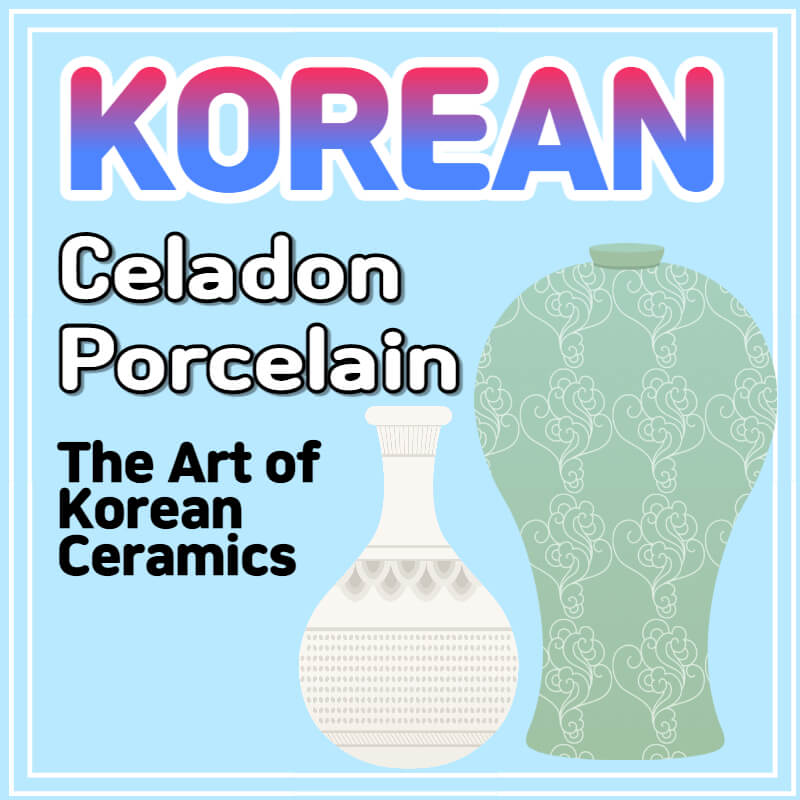 The-words-Korean-Celadon-Porcelain-The-Art-of-Korean-Ceramics-and-images-of-Korean-celadon-and-white-porcelain-on-a-sky-blue-background