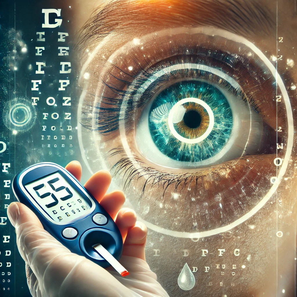 혈당체크기와 안구 이미지