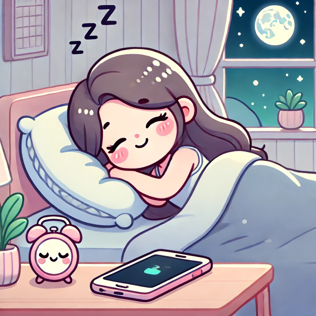 스마트폰을 멀리하고 꿀잠자는 소녀