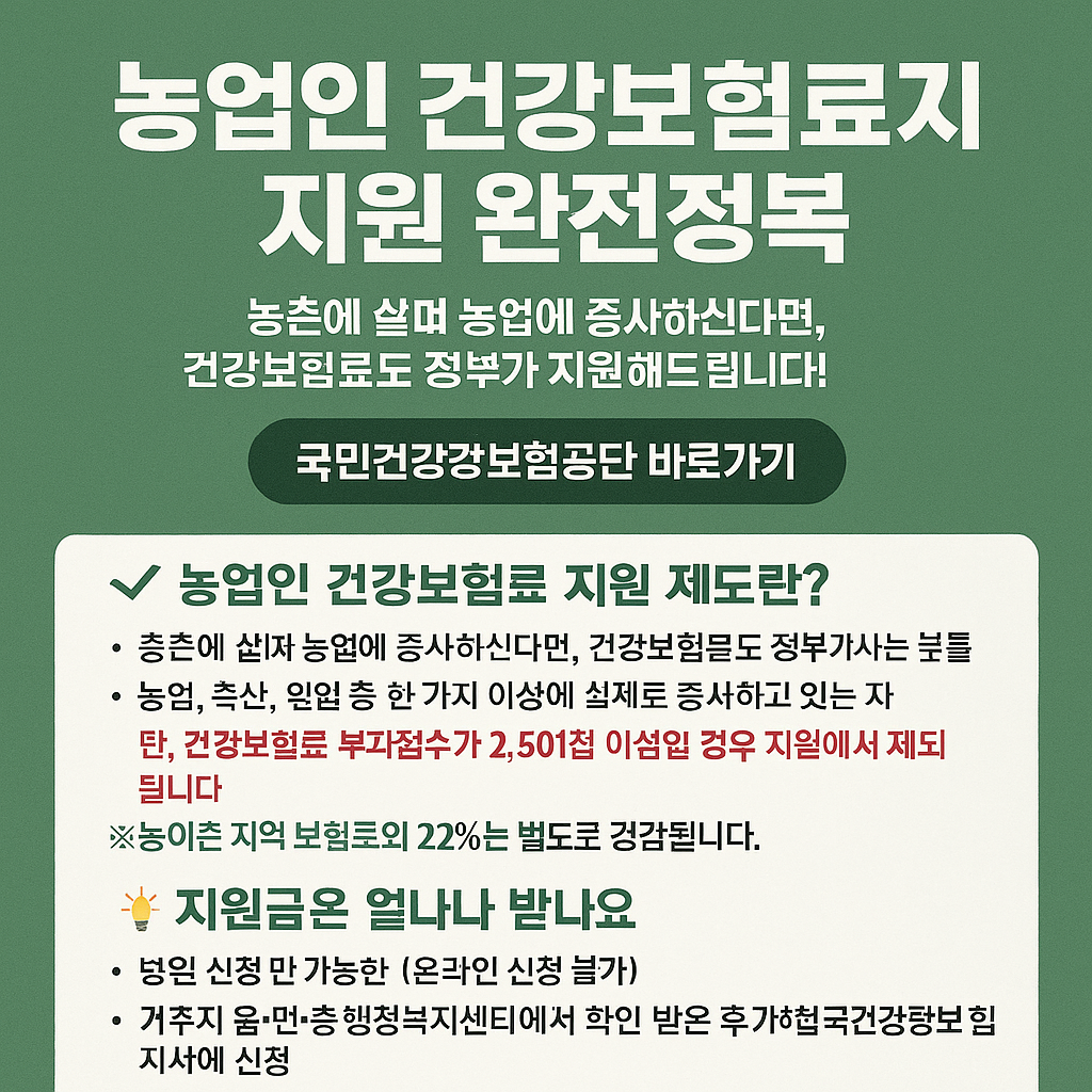 농업인 건강보험료 지원 신청
