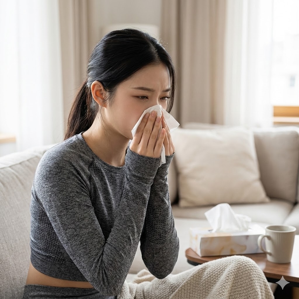 다이어트 중 면연력 저하로 감기 걸린 사진