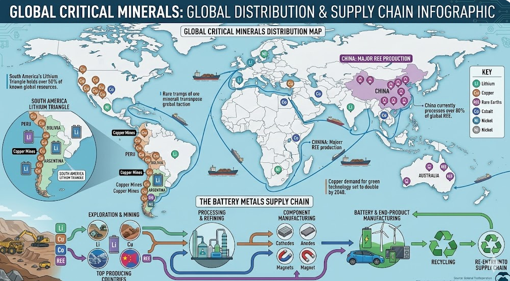 핵심 광물 자원 구리 리튬 희토류 매장량 분포 지도