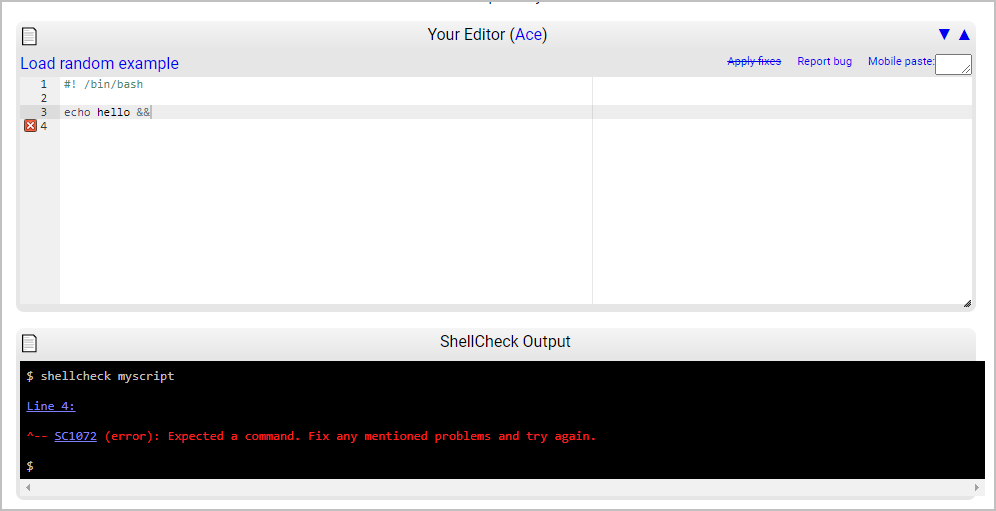 쉘 스크립트 체크 사이트