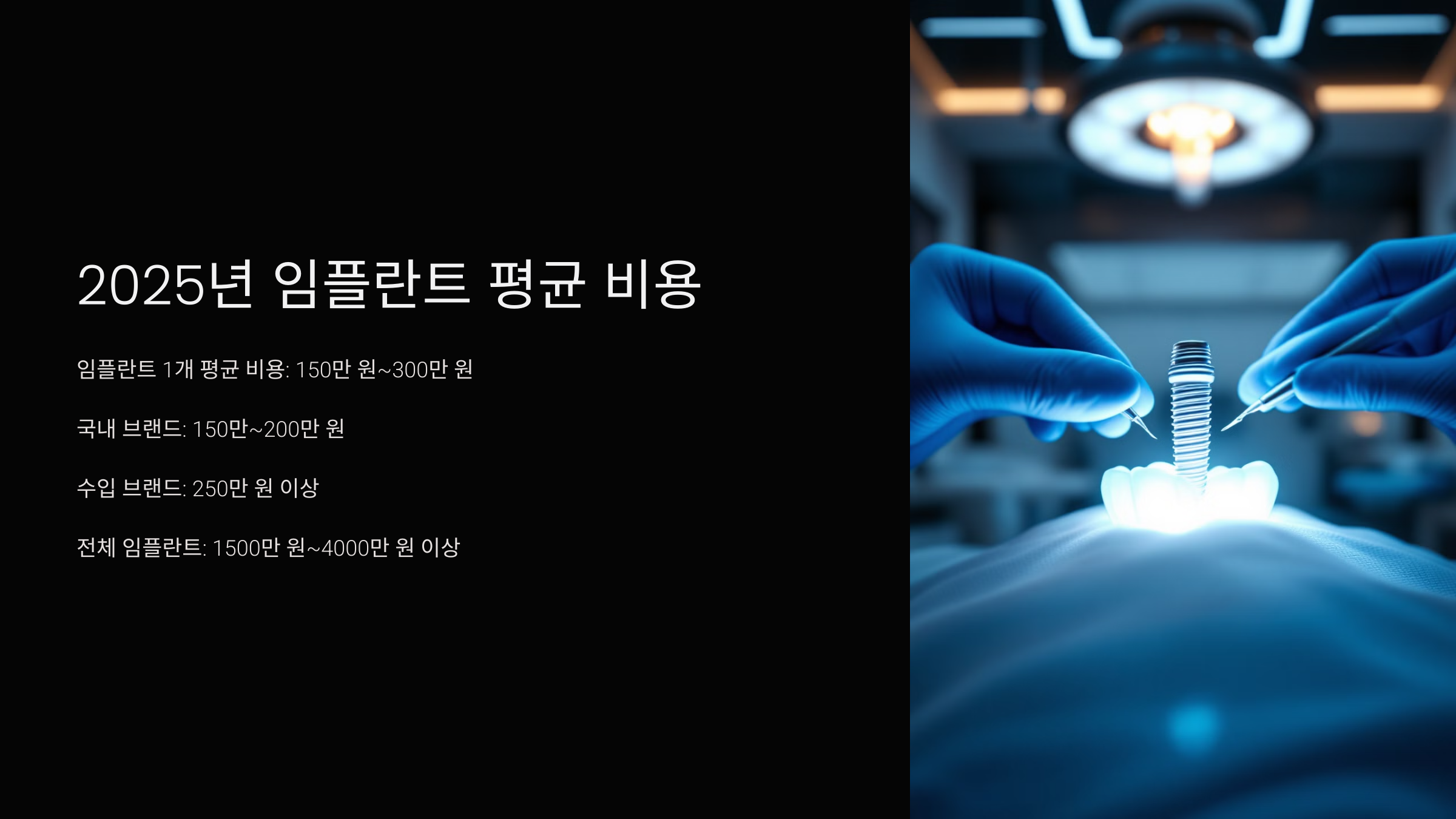 2025년 임플란트 평균 비용